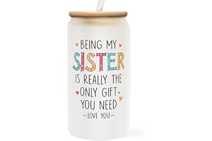 SUCHAGIFT Sisters Gifts from Sister, Brother - Gifts for Sister - Sister Birthday Gift Ideas, Birthday Gifts for Sister - Mothers Day Gifts for Sister, Sister Christmas Gifts - Big Sister Gift - 16 Oz Can Glass