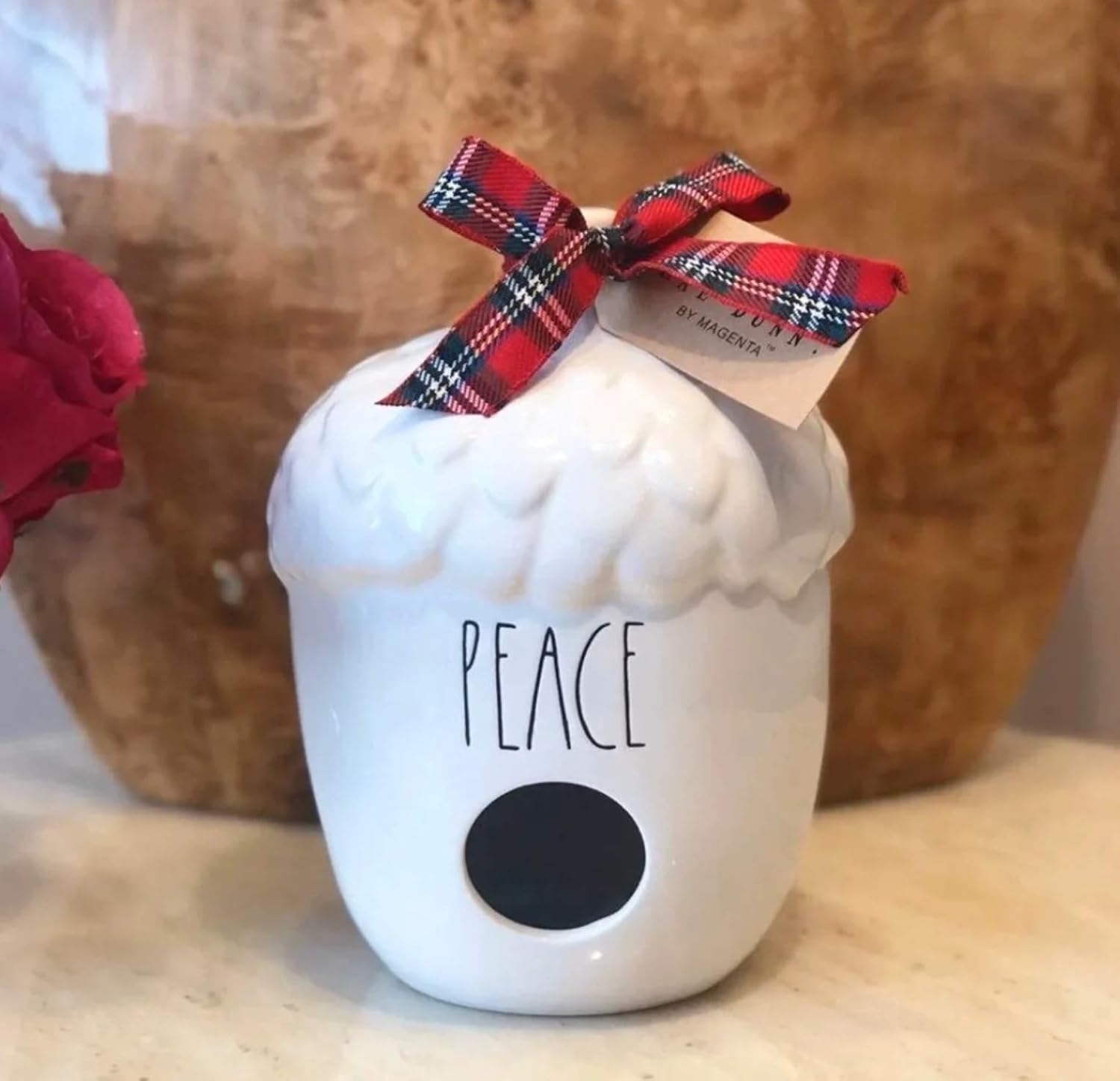 Rae Dunn Ceramic Peace Acorn Birdhouse : Garden & Outdoor