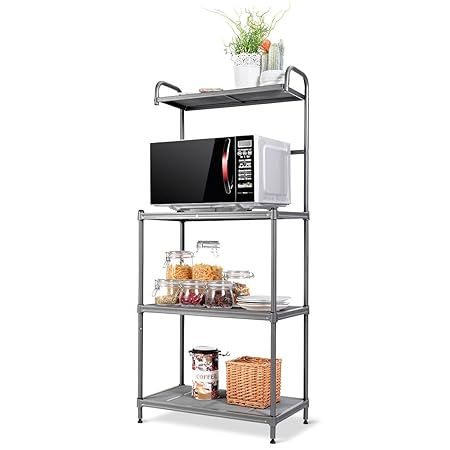 Giantex 4-Tier Kitchen Microwave Storage Rack Oven Stand Strong Mesh Wire Metal Shelves Free Standing Bakers Rack Shelving Utility Unit, 23.5