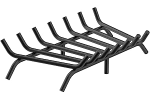 iPEGTOP Fireplace Grate 24 inch Heavy Duty Solid Steel Fireplace Wood Log Holder Burning Rack for Inside Fireplace Wood Stove, 7 Bars Wrought Iron Fire Pit Firewood Grate for Outdoor