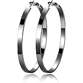 EXGOX Silver Hoop Earrings for Women - Sterling Silver & 14K Gold Plated - Hypoallergenic 925 Silver - Big Hoop Earrings (30/40/50/60/70mm)