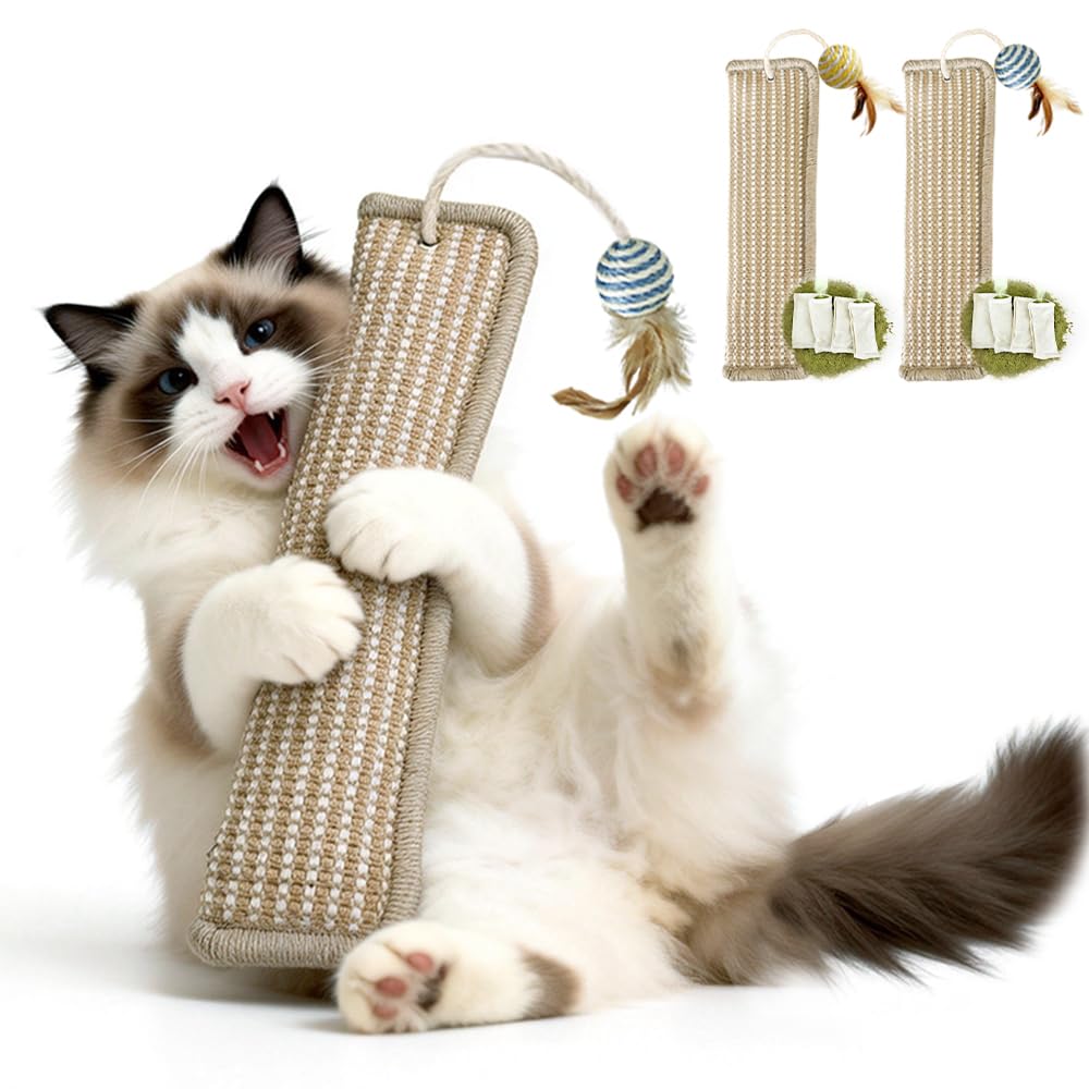 Photo 1 of (2-Pack) Yesibeike Refillable Catnip Kicker Toy Kits, Washable Sisal Cover, 60g Catnip Pouch Each, Two Sisal Balls, Side Holes for DIY Teasers, Reinforced Stitching, Natural Odor Free Materials