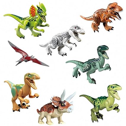 LINYOTEC Dinosaurier, 12cm Dinosaurs 8 Pack Set Bauklötze Kinder Spielzeug Building Toy, Kinder, Geburtstagsgeschenk