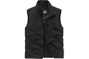 JiXiang Mens Vest Outdoor Workout Lightweight Sleeveless Work Jacket Hiking Travel Breathable Outerwear with Multiple Pockets
