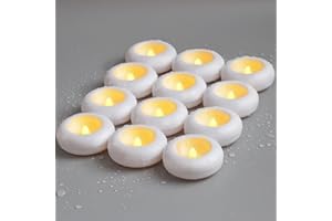 Zevanor 12pcs Flameless LED Floating Waterproof Plastic White 2.8" x1.2" Tea Light Candles, Battery Operated Flickering Votive Tealight Candles for Bathroom Swimming Pool