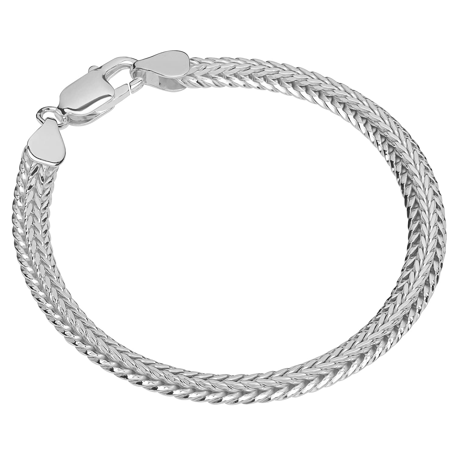 NKlaus bracelet 925 sterling silver 19cm foxtail chain special pressed diamond 12050