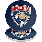 Florida Panthers Logo Round Ceramic Coasters, Set of 2, 3.9" Ceramic Stone & Cork Base, Drink Coaster for Tabletop Protection