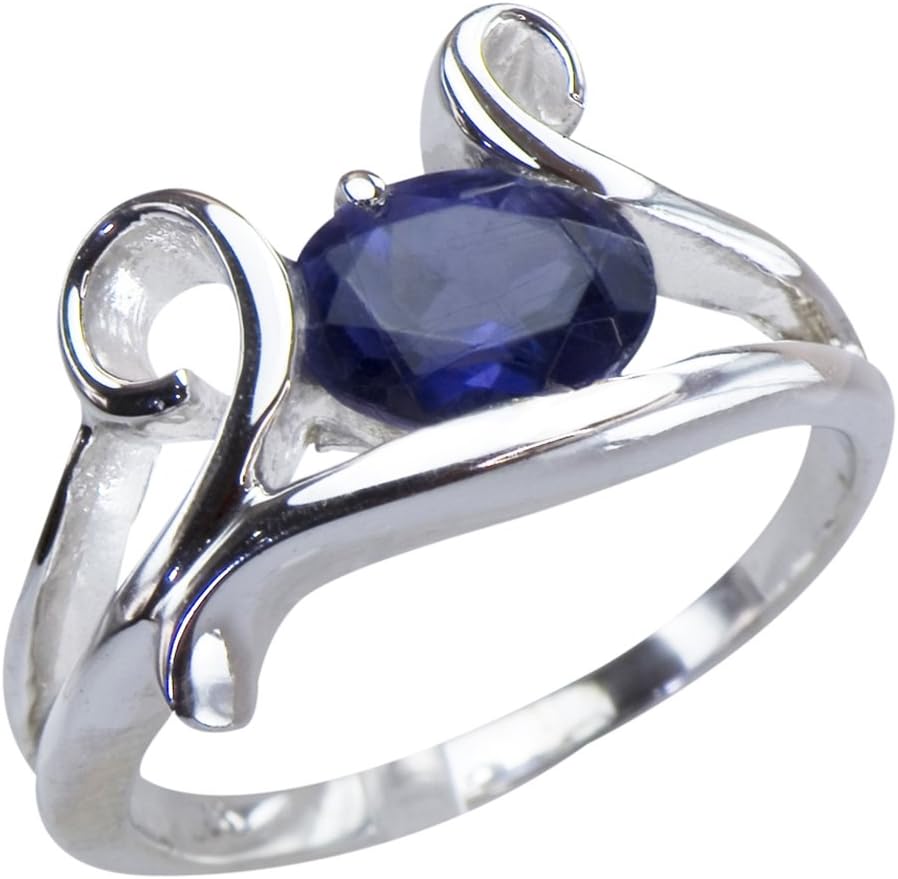 Caratera Luxurious Genuine Natural Sapphire Gemstone Sterling Silver Womens Jewelry Size 8