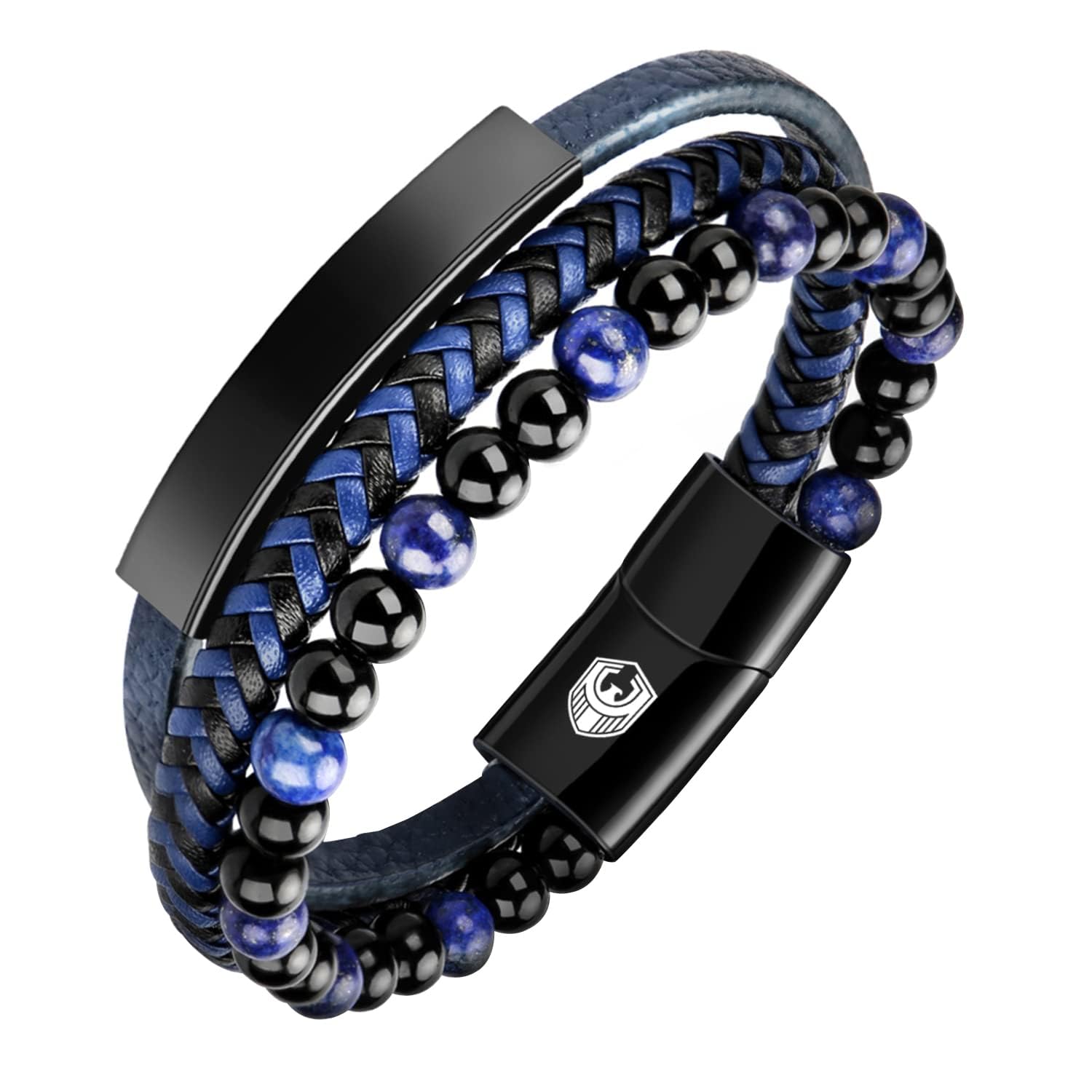 Men's Leather Bracelet with Magnetic Stainless Steel Buckle and Exclusive Jewellery Box for Gifts for Men, 20.5CM, Nickel Stainless Steel