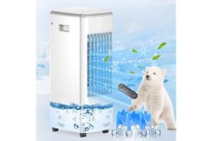 Portable Air Conditioner Evaporative Cooler Ac Unit,BEBEGINE Swamp Cooling Fan Without Hose,3-IN-1 Windowless Ventless Humidifier for Room Offices,Remote,3 Speed,Water Tank,3 Ice Pack Large