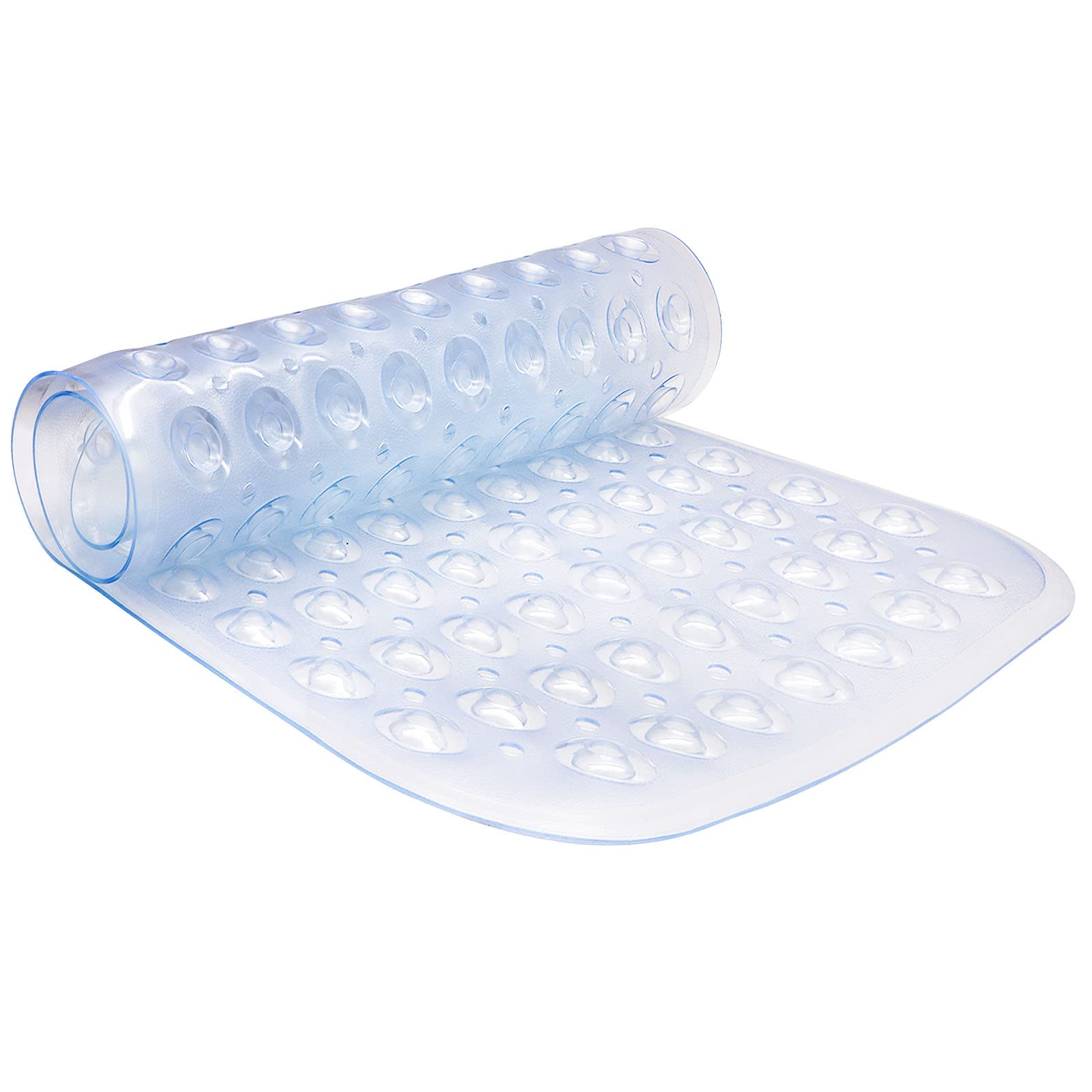 Non Slip Bath Mat, Uooker Anti Slip Shower Mat, Anti Mould Long Rubber Bathroom Mat 70x38cm with Drain Holes & Strong Suction Cups Grip, Machine-Washable Bath Mat for Bathroom, Ideal for Kids Elderly