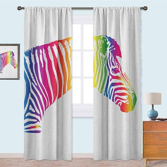 YUAZHOQI Room Darkening Curtains for Bedroom Zebra Portrait in