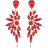 FENBORY Rhinestone Statement Earrings Cluster Crystal Drop Dangle Earrings Teardrop Chandelier Earring Dangling Prom Wedding Bridal Earrings for Women