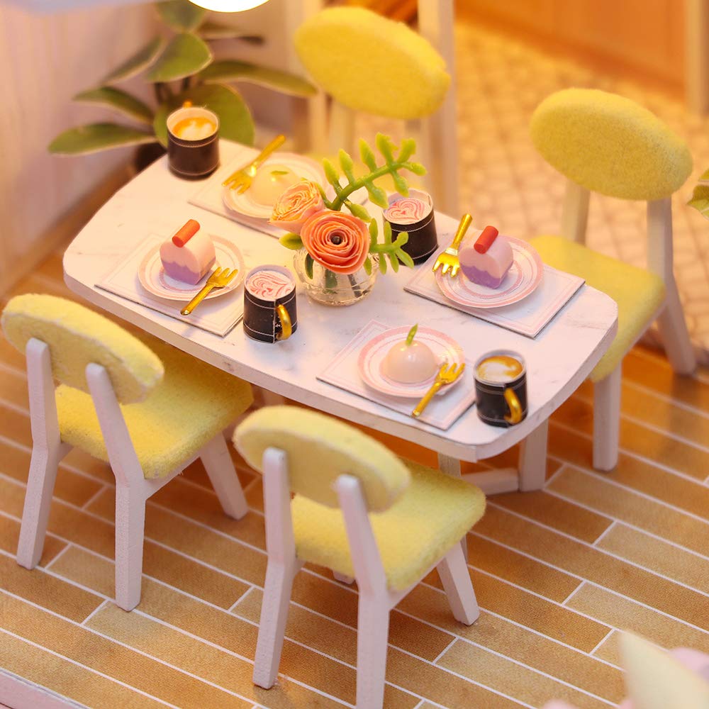GuDoQi DIY Miniature Dollhouse Kit, Tiny House kit with Furniture and Music, Miniature House Kit 1:24 Scale, Great Handmade Gift for Birthday Easter Day, Sweet Time House