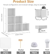 AWTATOS Cube Storage Organizer 6 Cubes DIY Stackable Shelves White view 3