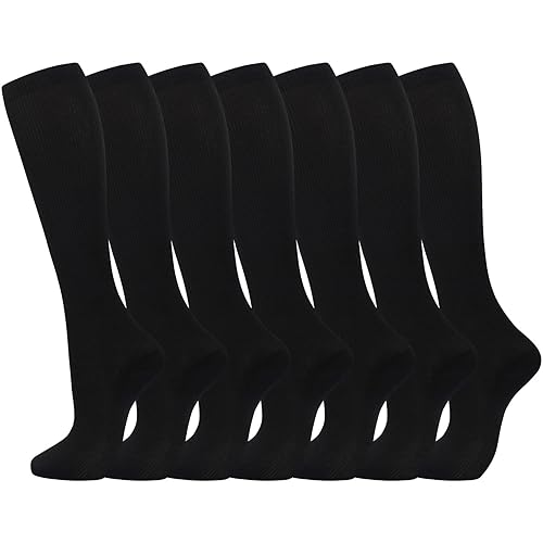 Odtmger 7 Pair Compression Socks for Women & Men 15-20 mmHg is Best Support for Athletic Running Cycling Nursing,Travel