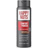 HAPPY NUTS Comfort Powder - Anti Chafing &amp; Deodorant, Aluminum-Free, Sweat and Odor Control for Jock Itch, Groin and Men's Private Parts 6oz (6 Ounce (Pack of 1), Big Wood)