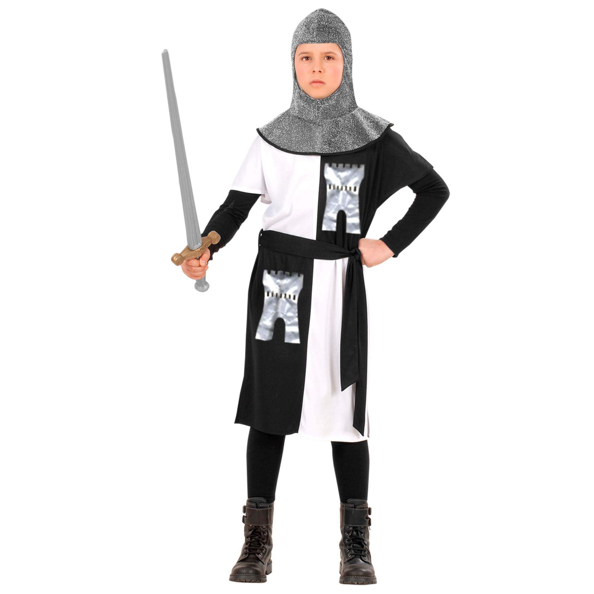 Widmann - Children's costume medieval warrior, top with hood and belt, carnival, theme party