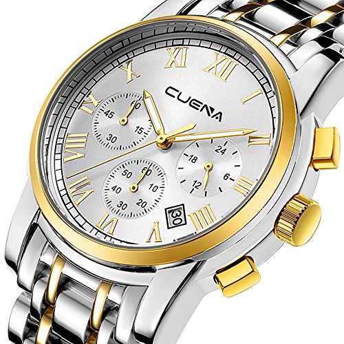 Watches Mens Full Steel Quartz Analog Wrist Watch Student Luxury Brand CUENA Waterproof Date Business Watch