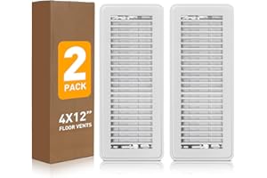 VE NI SCC Vent Covers for Home Floor, Floor Register 4x12, Heavy Duty Walkable Air Vent Covers, Premium Metal Heater Air Vents with Adjustable Air Supply Lever, Register Vent Cover 2 Pack, White