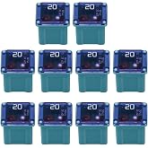 KHGUZ 10PCS Car Micro Cartridge Fuse, OEM# 608830 20 Amp | Micro Cartridge Fuse, OEM# 608830 Slow Blow FMM Mcase Type, Low Profile Square Fuse for SUV Sedan Truck, Auto Replacement