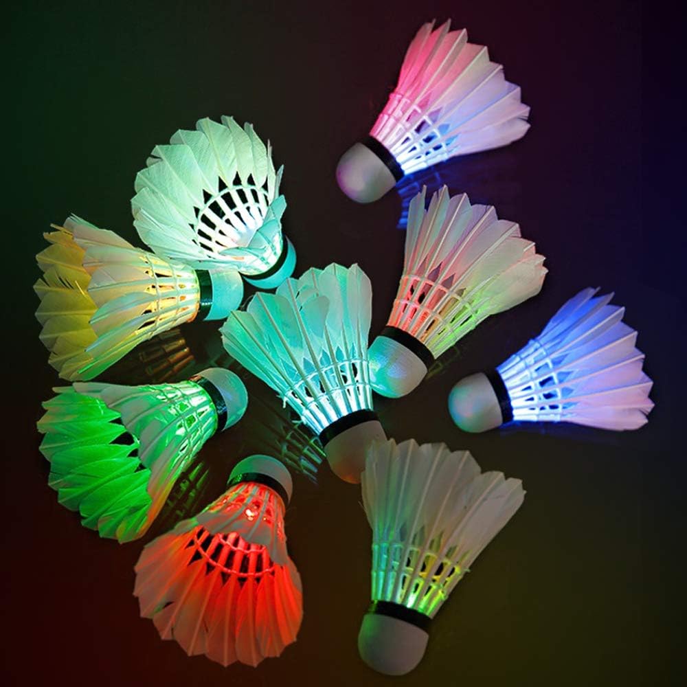 Ohuhu LED Badminton Birdies, Glow in The Dark Night Badminton Shuttlecocks Lighting Birdie for Outdoor Indoor Sports Activities, 4-Pack : Sports & Outdoors