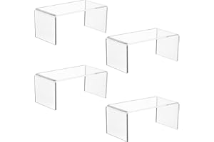 CLAY TONIC 4-Pack Large Clear 5mm Thick Acrylic Display Risers for Funko POP figures,Retail Display, Display Riser Shelf Showcase Fixtures for Jewelry (4, 8''x 4''x 4.5'')