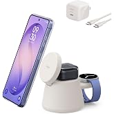 Belkin Qi2.2 25W Magnetic Wireless Charging Station, 3 in 1 Samsung Charger | Fast Charging, MagSafe Compatible, Samsung Gala
