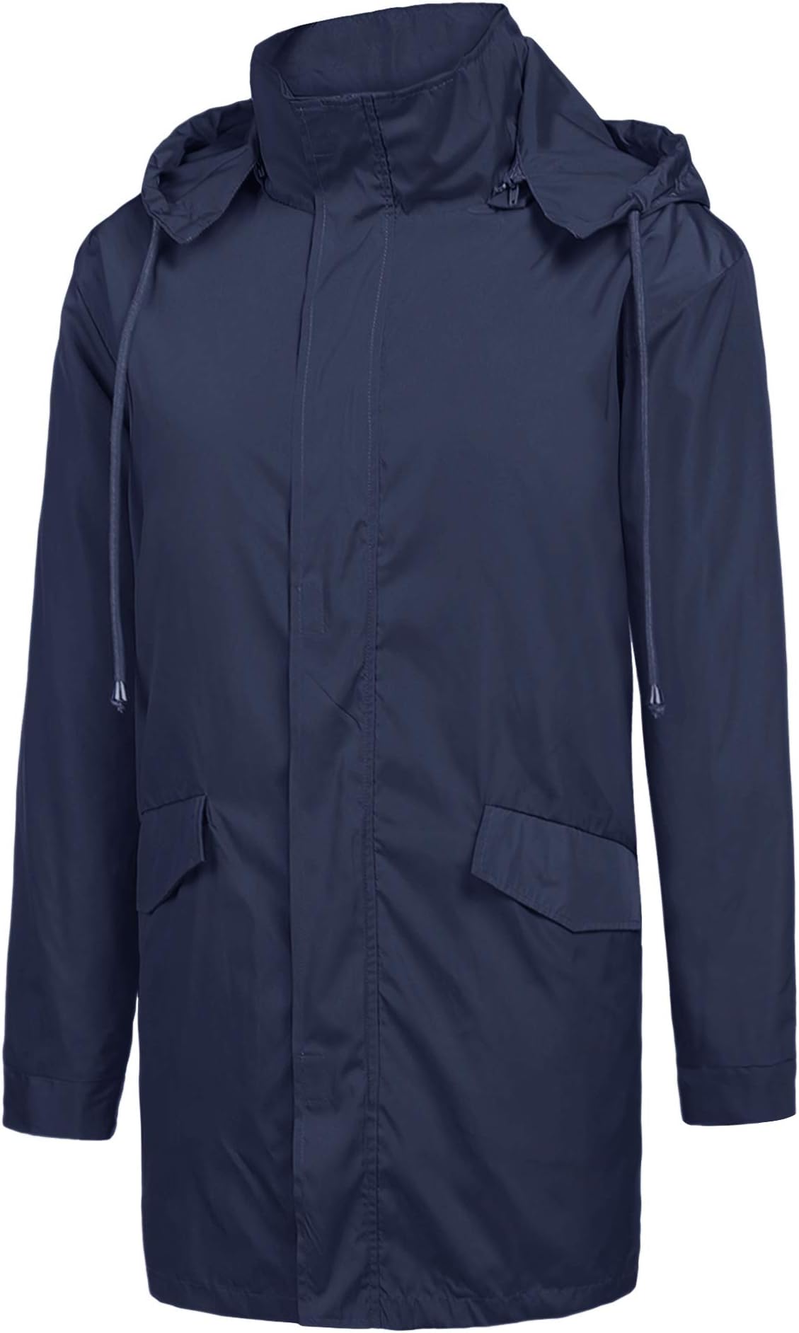 Men's Raincoats Waterproof Windbreaker Lightweight Active Outdoor Full Zip Hooded Long Rain Jacket