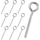 Muzata 10 Pack Eye Screws 3.3 Inch Stainless Steel Screw Eye Hook for Wood Heavy Duty M6 Eyelet Hooks Self Tapping Securing Cables Wire Indoor Outdoor CR18