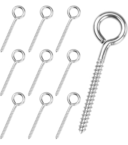 20Pcs Self-Tapping Eye Hooks - 15mm, Nickel-Plated For Hanging Lights, Cables & DIY Crafts-580510