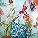 Fabric, Blue with Flowers, Birds and Butterflies SYOM Shower Curtain Set with Hooks Polyester Non-toxic and Anti-Bacterial, Machine Washable, 70x70 inch