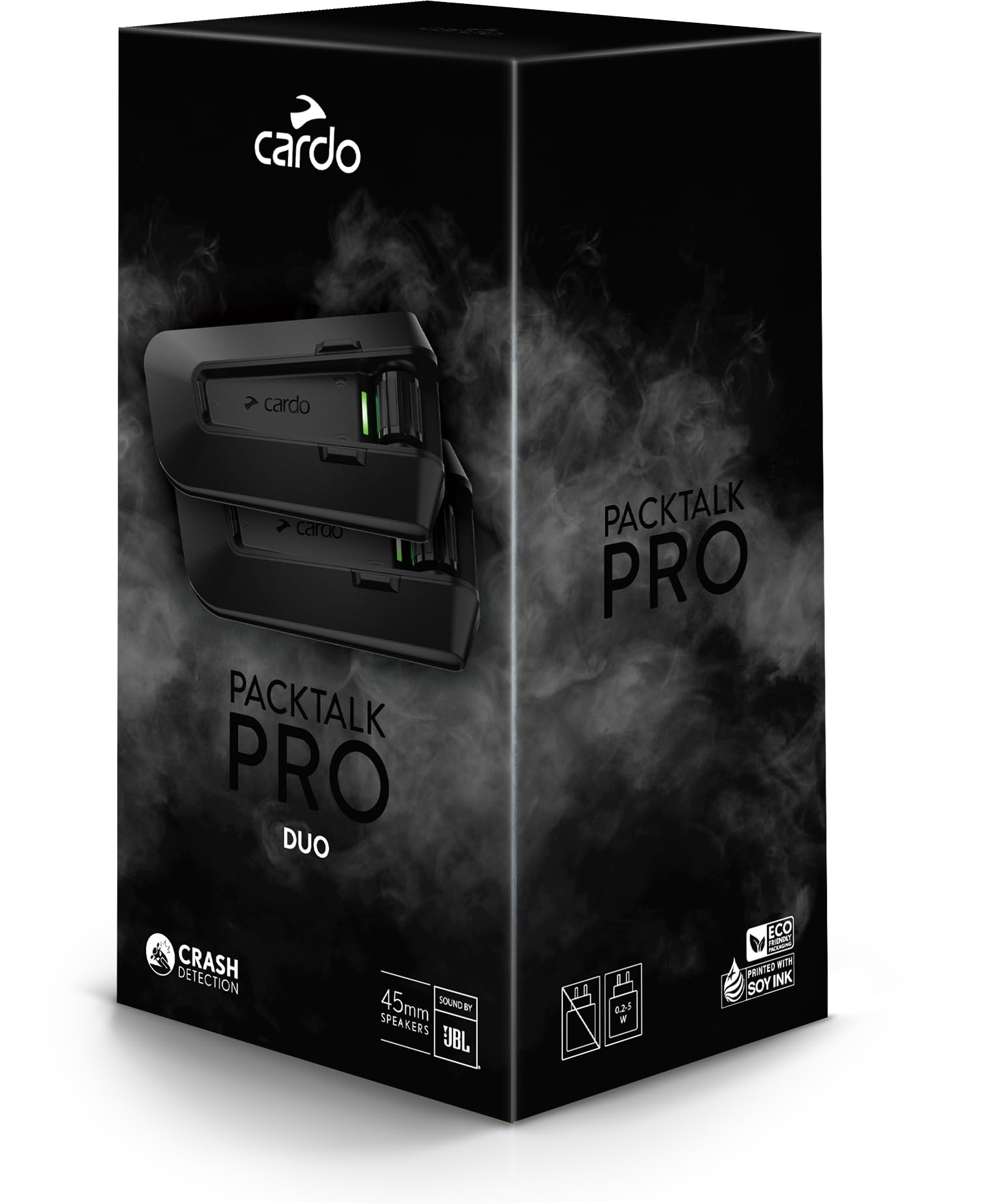 Cardo PACKTALK PRO Motorcycle Helmet Communication System Intercom, Crash Detection, Auto On/Off, Air Mount, 45mm Speakers, Dual Pack Image