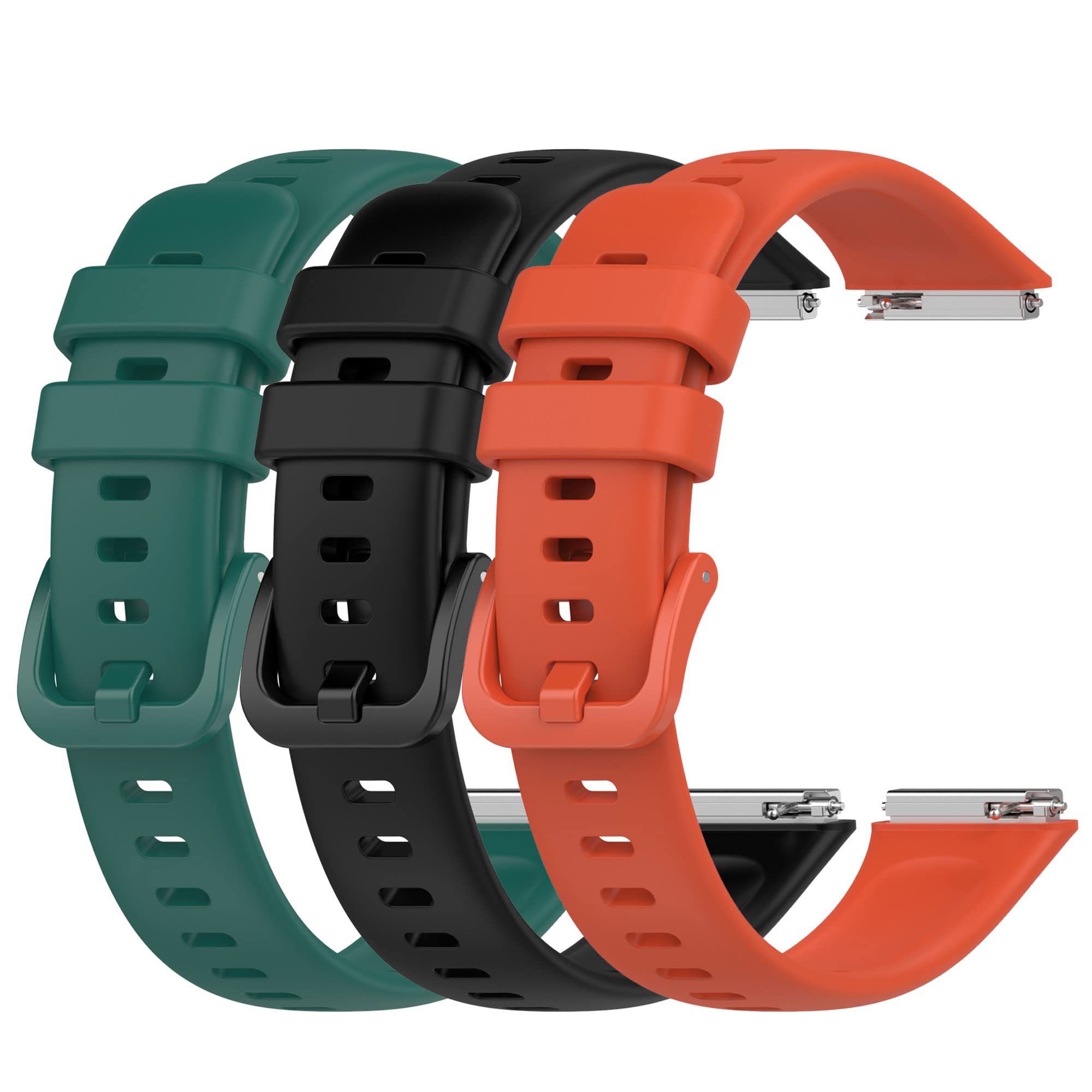 Chofit Straps Compatible with Huawei Band 7 Strap, Soft Silicone Sport Wristband Replacement Arm Band Bracelet with Metal Connectors for Huawei Band 7, 3-Pack (3B)