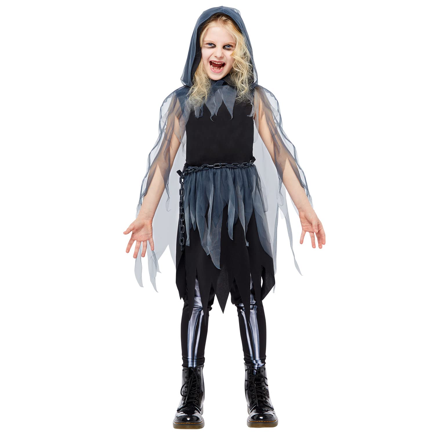 amscan 9917956 Child Girls Grim Reaper Dress Costume Fancy Dress Costume (Age 6-8 Years)