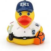 3 Inch DUCKY CITY EMS EMT Rubber Duck for Jeeps [Sealed, Floats Upright] Paramedic First Responder Bath Toy for Kids and Toddlers, Baby Safe Funny Duck Gift, Collectible Rubber Duckies, Party Favor