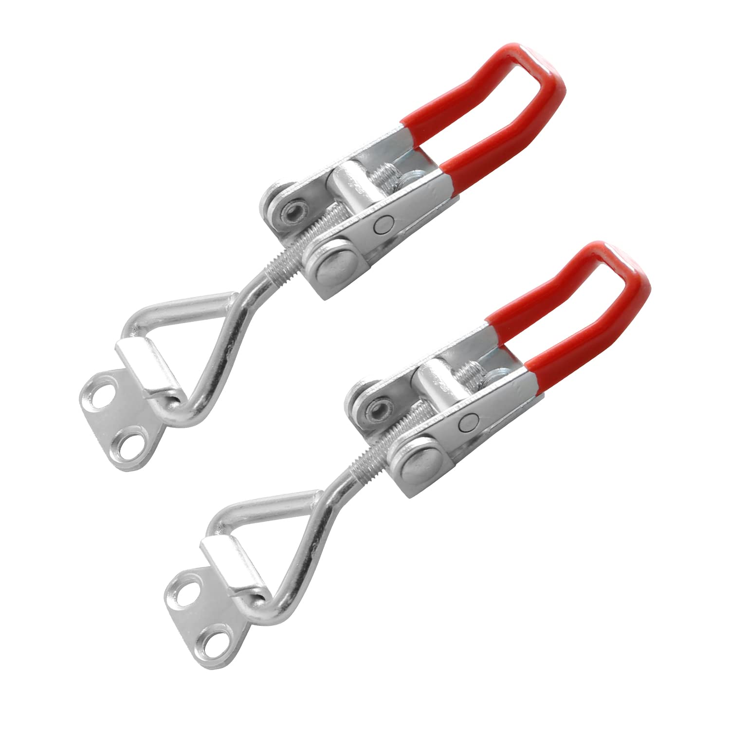 2Set Adjustable Toggle Clamp (Lock Hole),400lbs 304 Stainless Steel for Suitable for Toolbox, Door, Box, Trunk, Tractor Cover, Smoke Cover, Woodworking Fixture and Quick Release Pull Lock.