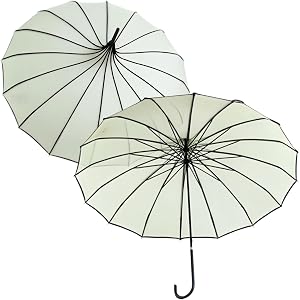 Supercap - 2 Pack Pagoda Stick Umbrella, 36inch Vintage Long Curved Hook Handle Parasol, Waterproof Anti-UV Windproof Straigh