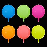 GELOUBO 4D neon 22 inch round balloon,glow in the dark party balloons,fluorescent birthday decorations,fluorescent birthday decorations,summer party supplies 6pcs