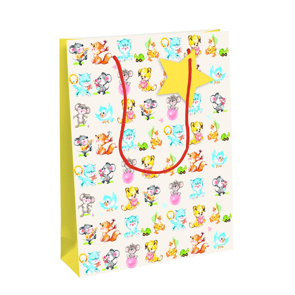 Clairefontaine - Ref X-28203-2C - Large Gift Bag (Single Bag) - 26.5 x 14 x 33cm in Size, 210gsm Material - Suitable for Birthday Presents & Gifts - Vintage
