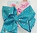 JoJo Siwa Large Signature Tiffany Blue Sequin Hair Bow Dance Hair Bow Cheerleader Bow