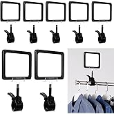 SHENLIU 10 Pcs Acrylic Sign Holder with Clamp, 6 x 9 Inch Double Head Display Clips, Clothing Rack Sign Holder with PVC Card Protector, Rotating Price Tag Clip for Store Office Supermarket