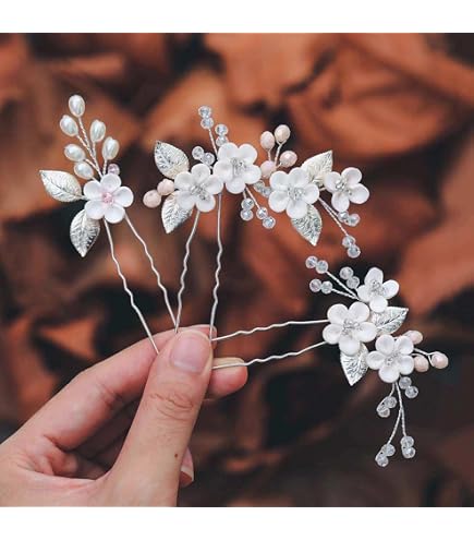 Amazon.com : Set of 2 Handmade Freshwater Pearl Flower  display picture 1