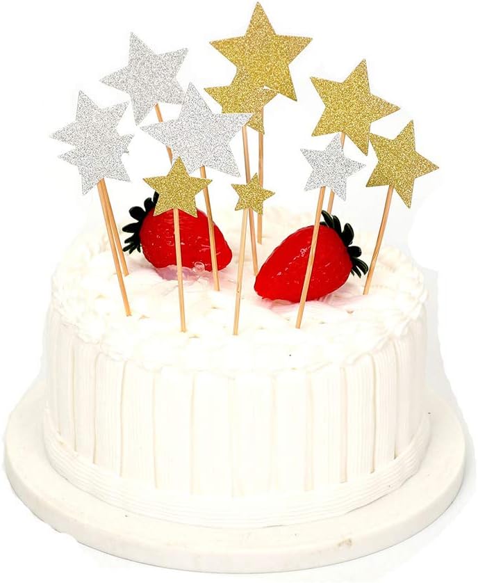 48 Pcs Etoile Dore Pour Cupcakes Gateau Decorations Pour Cupcakes Etoile Decorations De Petite Etoile Naissance Baby Shower Decorations Bebe Gateau Drapeaux Cuisine Maison Patisserie