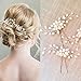 Jaciya 4 Pack Wedding Bridal Crystal Pearl Hair Pins Decorated Hairpins Golden