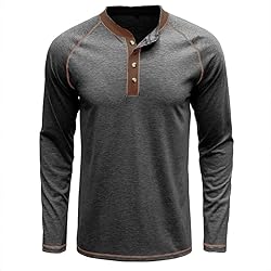 Men's Fashion Henley Shirts Classic Short/Long