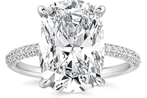 RODIFFY 4CT/7CT Elongated Cushion Cut Engagement Ring for Women, S925 Silver 5A Grade Cubic Zirconia Promise Rings