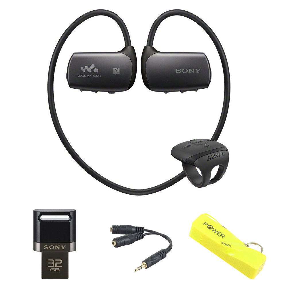 Sony 4GB Bluetooth Sports Wearable MP3 Player Black (NWZWS613BLK) with Sony 32GB Flash Drive