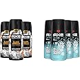 Axe Fine Fragrance Black Vanilla Orange Sandalwood Premium Body Spray 3 Count + AXE Cool Ocean Dual Action Deodorant Body Spray Pack of 4