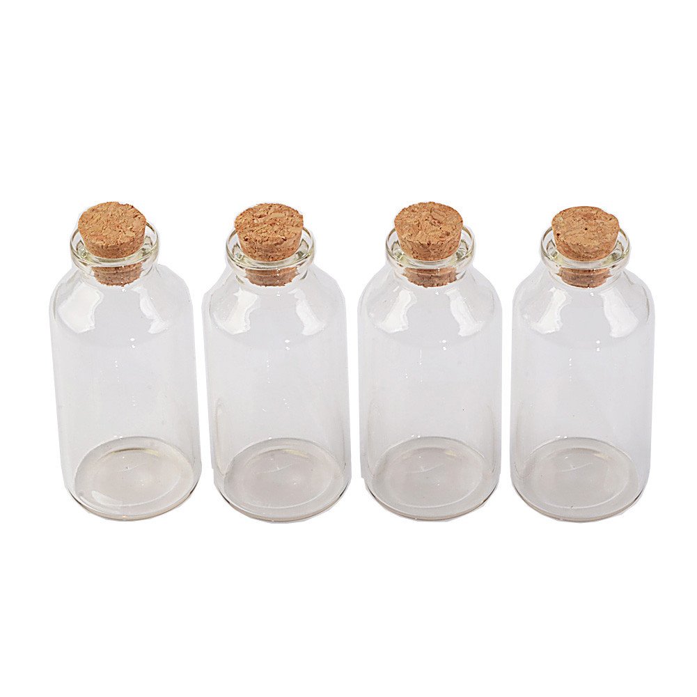 30ml Transparent Glass Cork Bottles Crafts Vials Glass Empty Wishing Bottles Jars Containers DIY Vials for Wedding Party (50, 30ml)